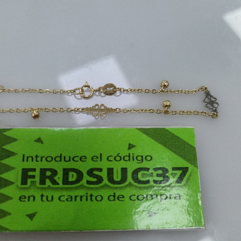 PULSERA ESPECIAL CON TREBOL 14K 18 CM 1.9 GR (NUEVO)