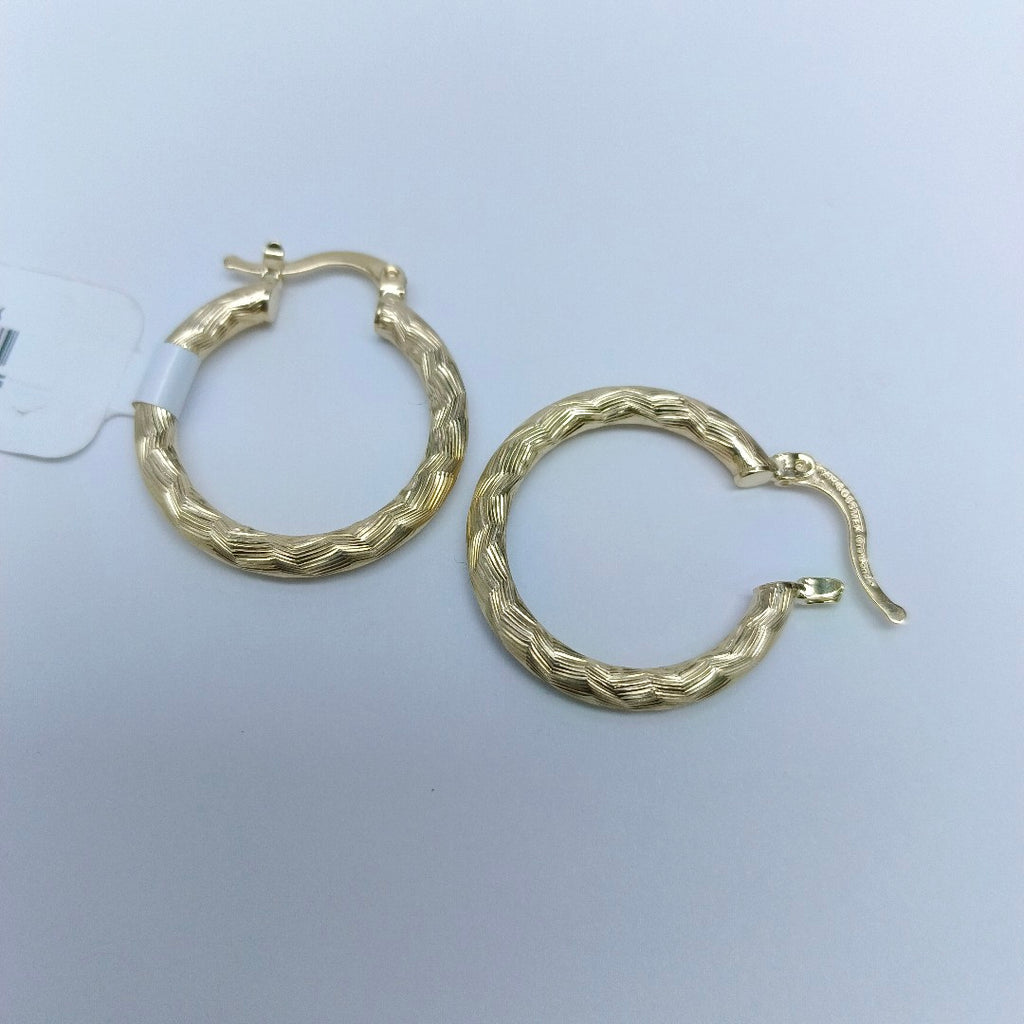 ARETES TEJIDO ARRACADA LABRADA 14K 2.7 GR (NUEVO)