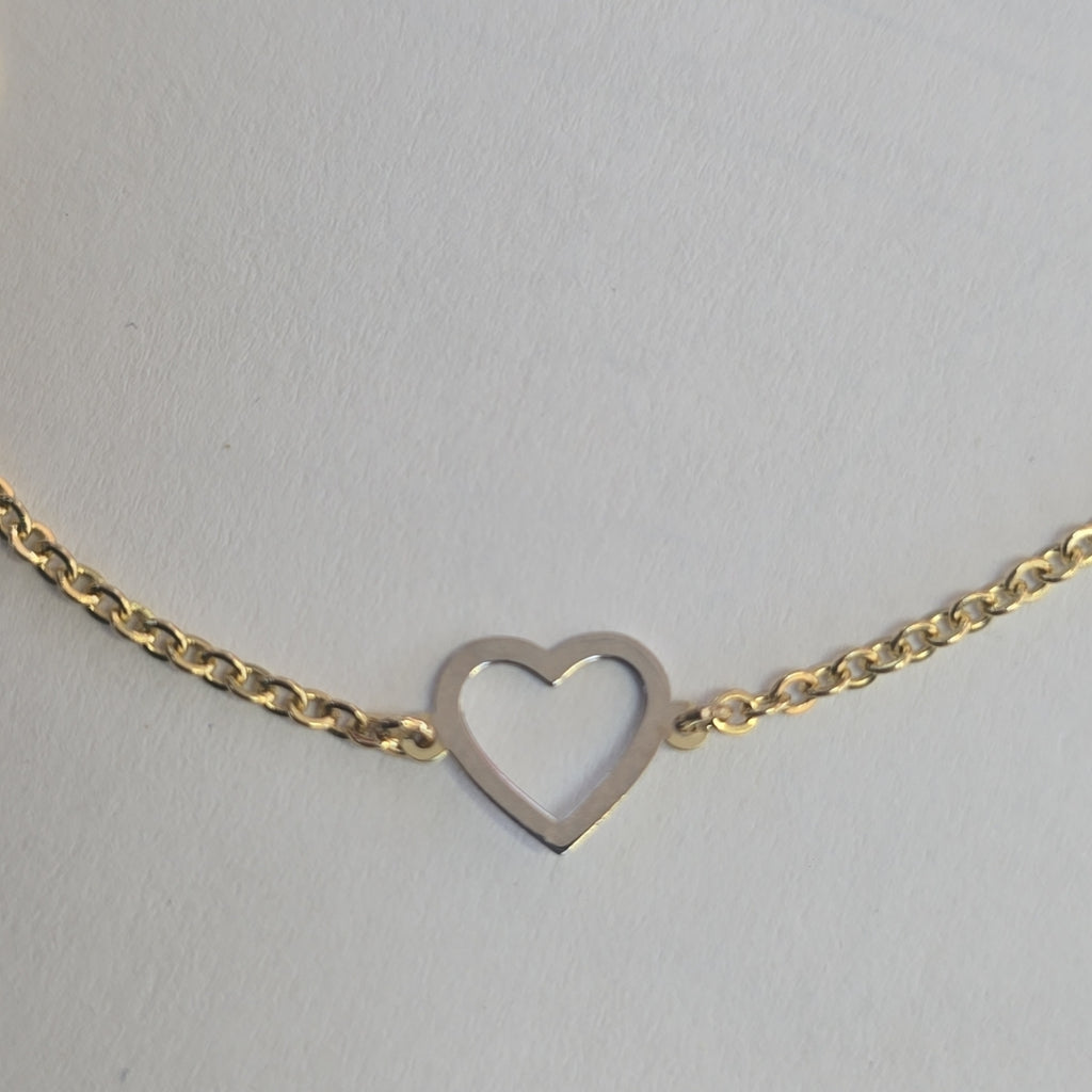 PULSERA ESPECIAL CON CORAZONES CONBINADOS 14K 18 CM 1.7 GR (NUEVO)