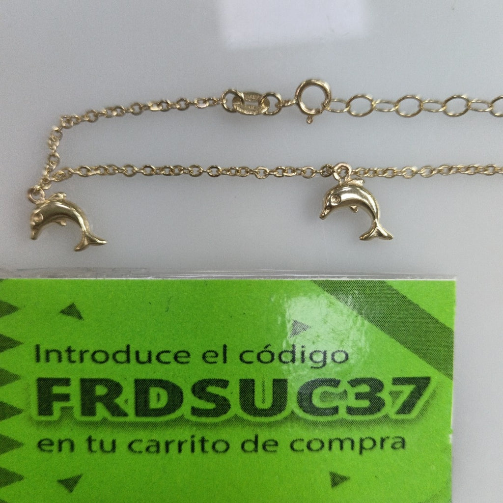 PULSERA ESPECIAL CON DIJES DELFINES 10K 18 CM 2 GR (NUEVO)