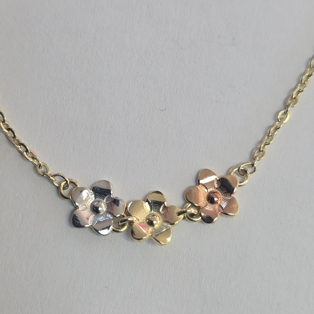 PULSERA TEJIDO ESPECIAL FIG FLORES 14K 18 CM 2.1 GR (NUEVO)