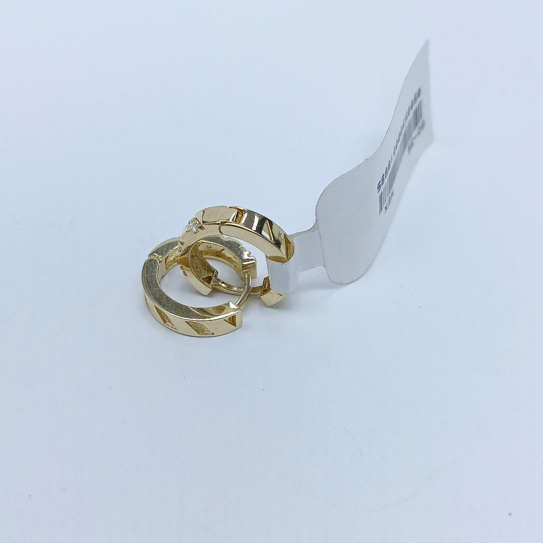 ARETES HUGGIES CON CIRCONIAS 14K 2.3 GR (NUEVO)