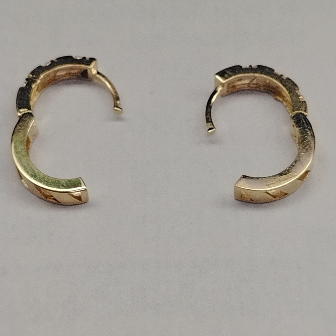 ARETES HUGGIES CON CIRCONIAS 14K 2.2 GR (NUEVO)