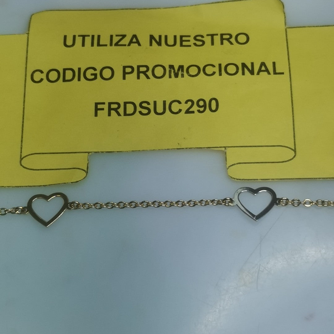 PULSERA ESPECIAL CON CORAZONES CONBINADOS 14K 18 CM 1.7 GR (NUEVO)