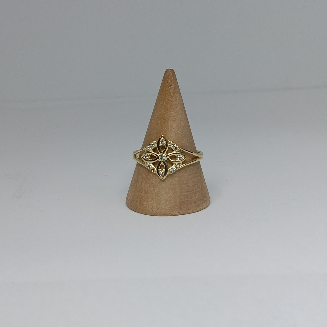 ANILLOS ANILLITO FIG NUDO DE BRUJA CON CIRCONIAS 10K TALLA 8 1.8 GR (NUEVO)