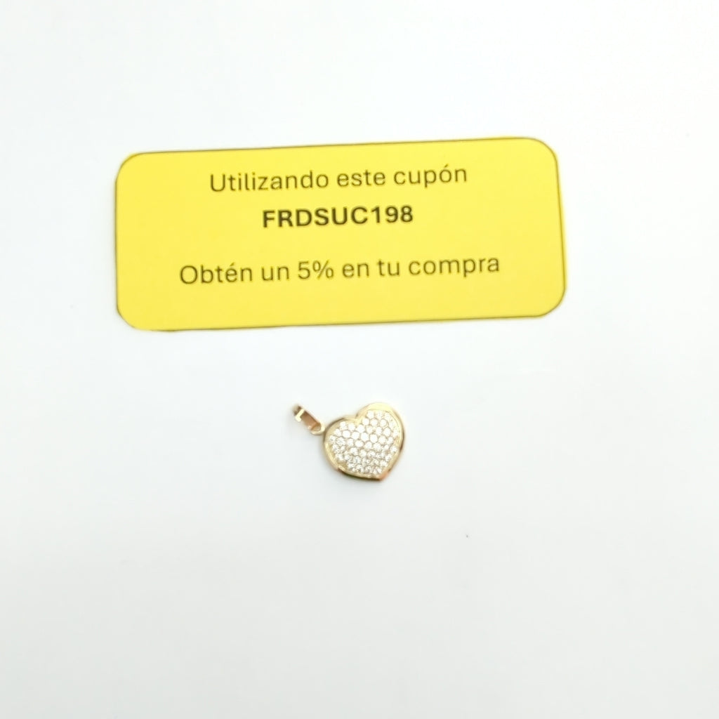 DIJE TEJIDO CORAZON CON CIRCONIAS 14K 1.8 GR (NUEVO)