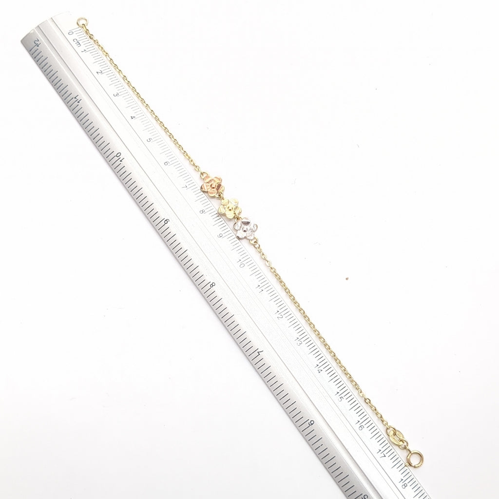 PULSERA TEJIDO ESPECIAL FIG FLORES 14K 18 CM 2 GR (NUEVO)