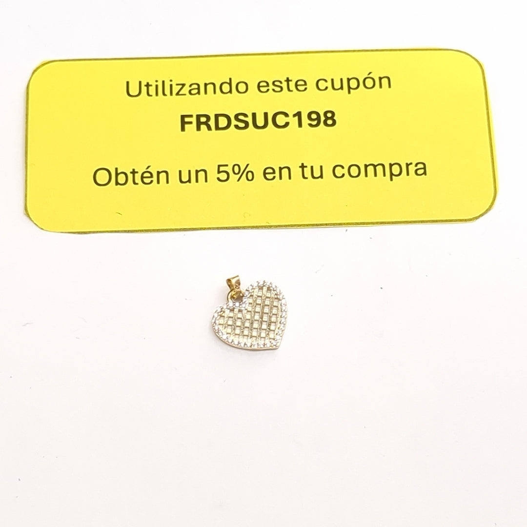 DIJE TEJIDO CORAZON CON CERCO DE CIRCONIAS 14K 1.1 GR (NUEVO)