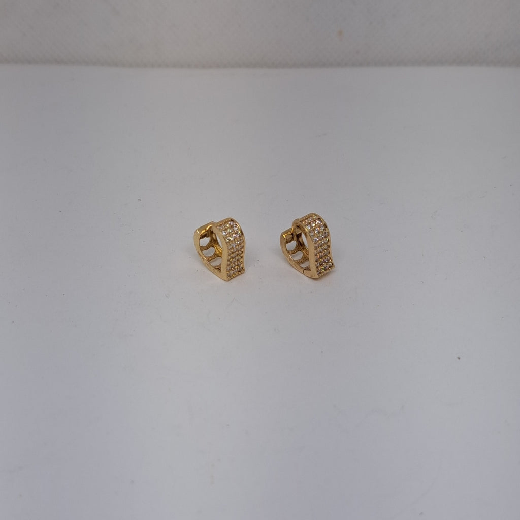 ARETES ARRACADAS CORAZON C CIRCONIAS 14K 2.1 GR (NUEVO)