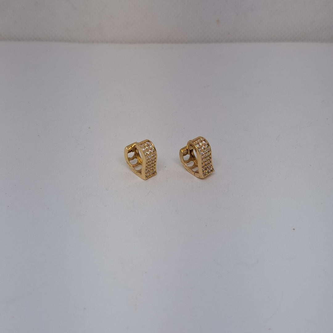 ARETES ARRACADAS CORAZON C CIRCONIAS 14K 2.1 GR (NUEVO)