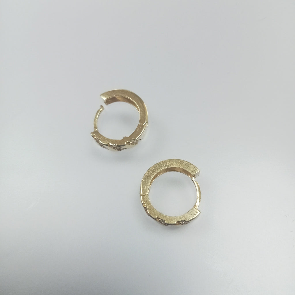 ARETES HUGGIES CON CIRCONIAS 14K 2.3 GR (NUEVO)