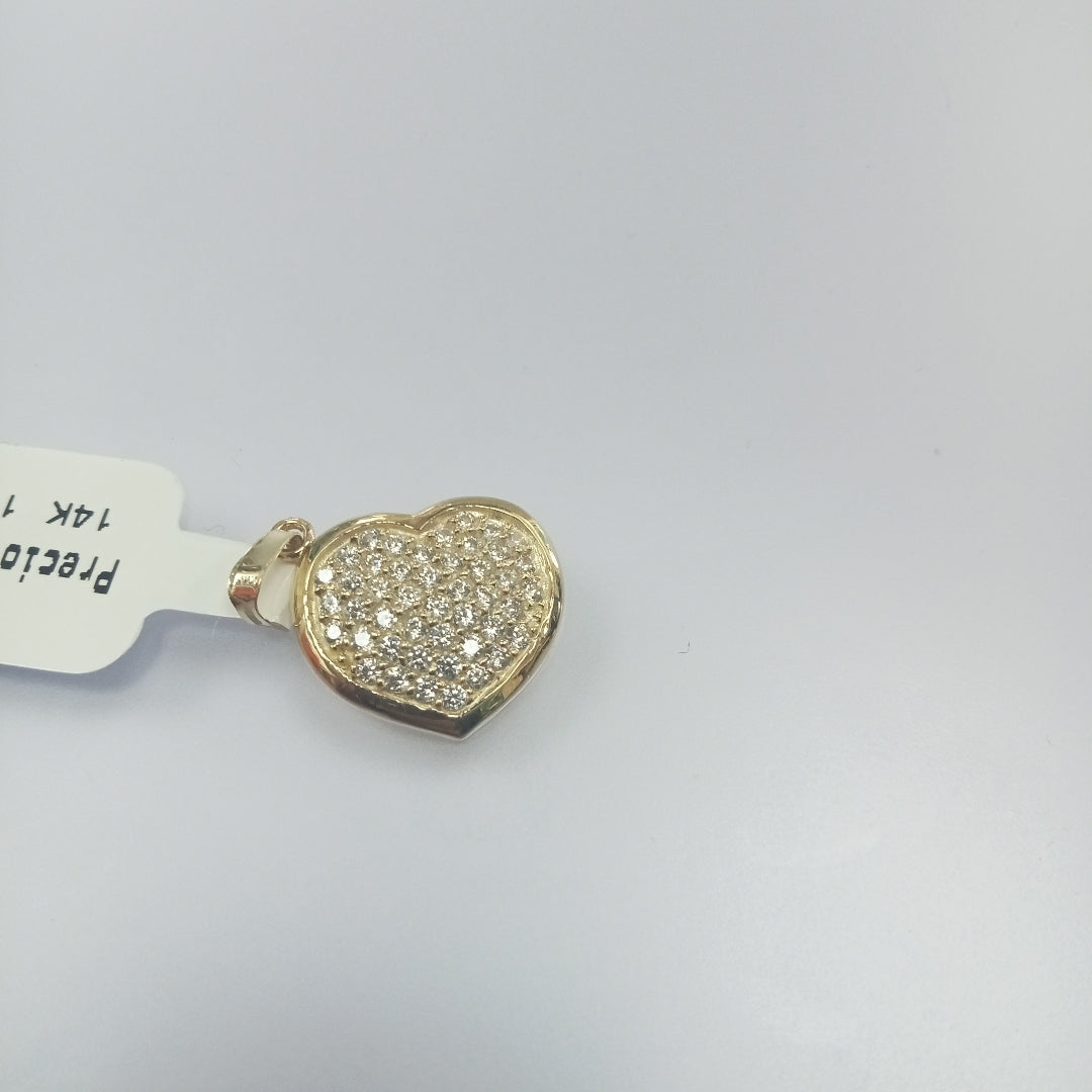 DIJE TEJIDO CORAZON CON CIRCONIAS 14K 1.8 GR (NUEVO)