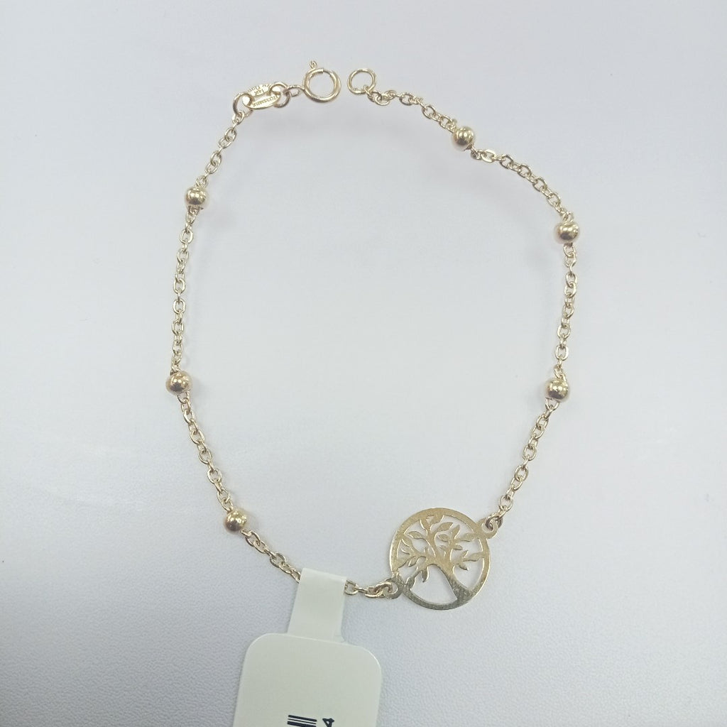 PULSERA TEJIDO ESPECIAL ARBOL 14K 18 CM 1.7 GR (NUEVO)