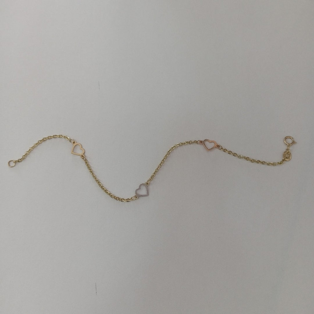 PULSERA ESPECIAL CON CORAZONES 14K 18 CM 1.3 GR (NUEVO)