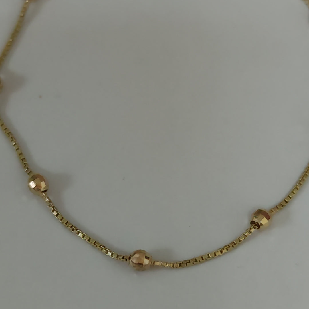 PULSERA ESPECIAL CON BOLITAS 14K 18 CM 1.4 GR (NUEVO)