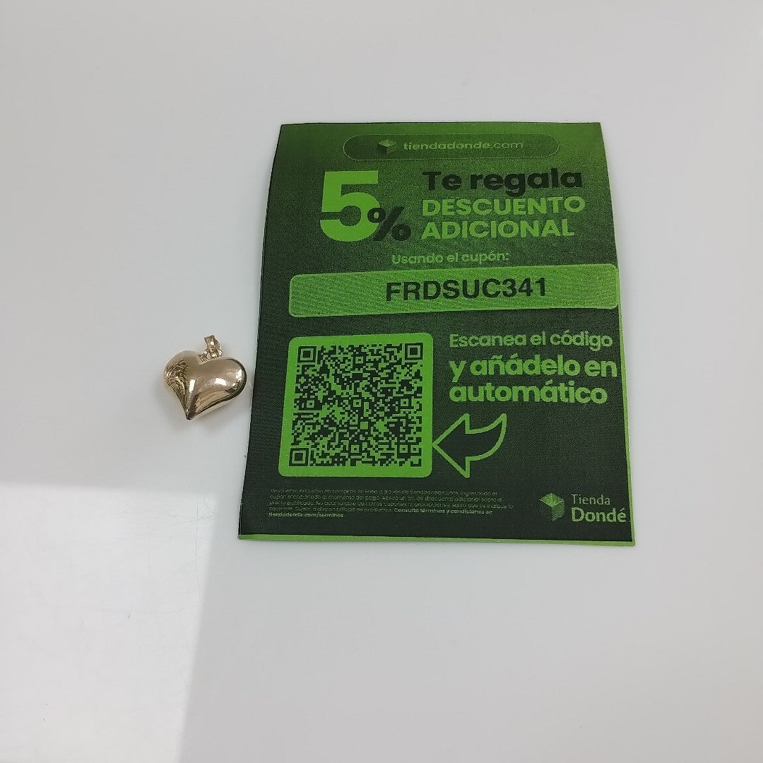 DIJE TEJIDO CORAZON LISO 14K 1.2 GR (NUEVO)