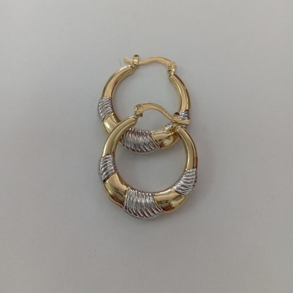 ARETES ARRACADAS HUECAS COMBINADAS 14K 2.4 GR (NUEVO)