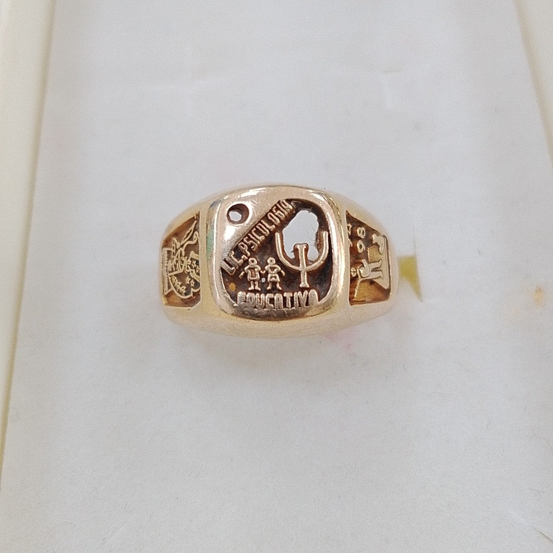 ANILLO DE GRADUACIÓN ORO 14 K 4.5 GRMS (SEMINUEVO)