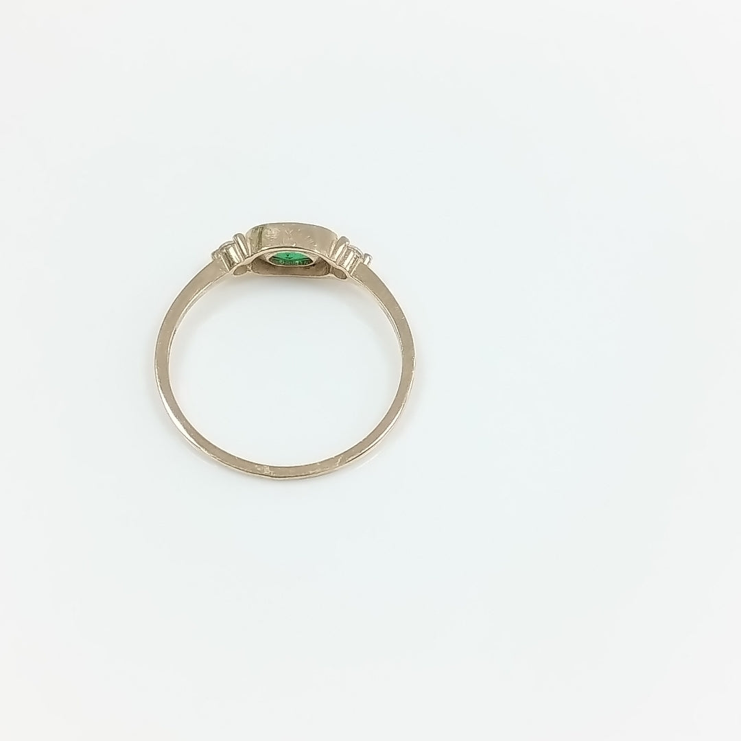 ANILLOS TEJIDO ANILLITO C CIRCONIAS Y PIEDRA VERDE 14K 7 1.2 GR (NUEVO)