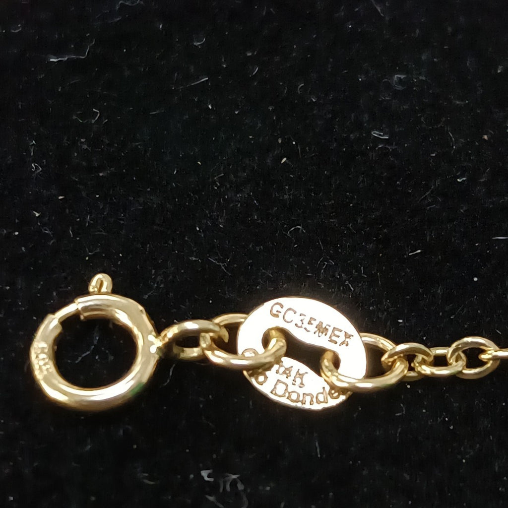 PULSERA ESPECIAL CON CORAZONES CONBINADOS 14K 18 CM 1.8 GR (NUEVO)