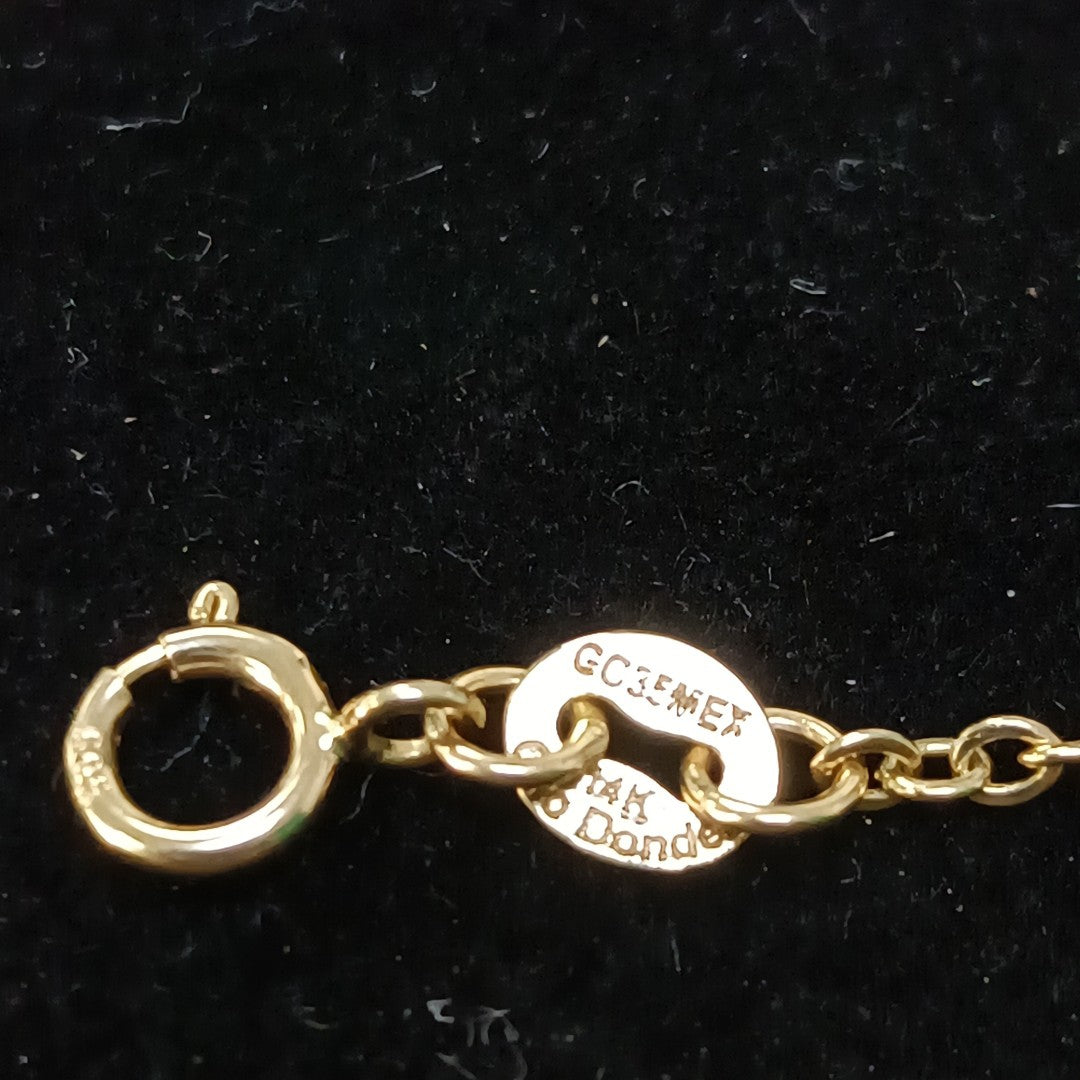 PULSERA ESPECIAL CON CORAZONES CONBINADOS 14K 18 CM 1.8 GR (NUEVO)