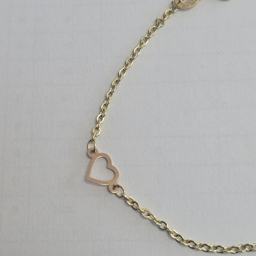 PULSERA ESPECIAL CON CORAZONES 14K 18 CM 1.3 GR (NUEVO)
