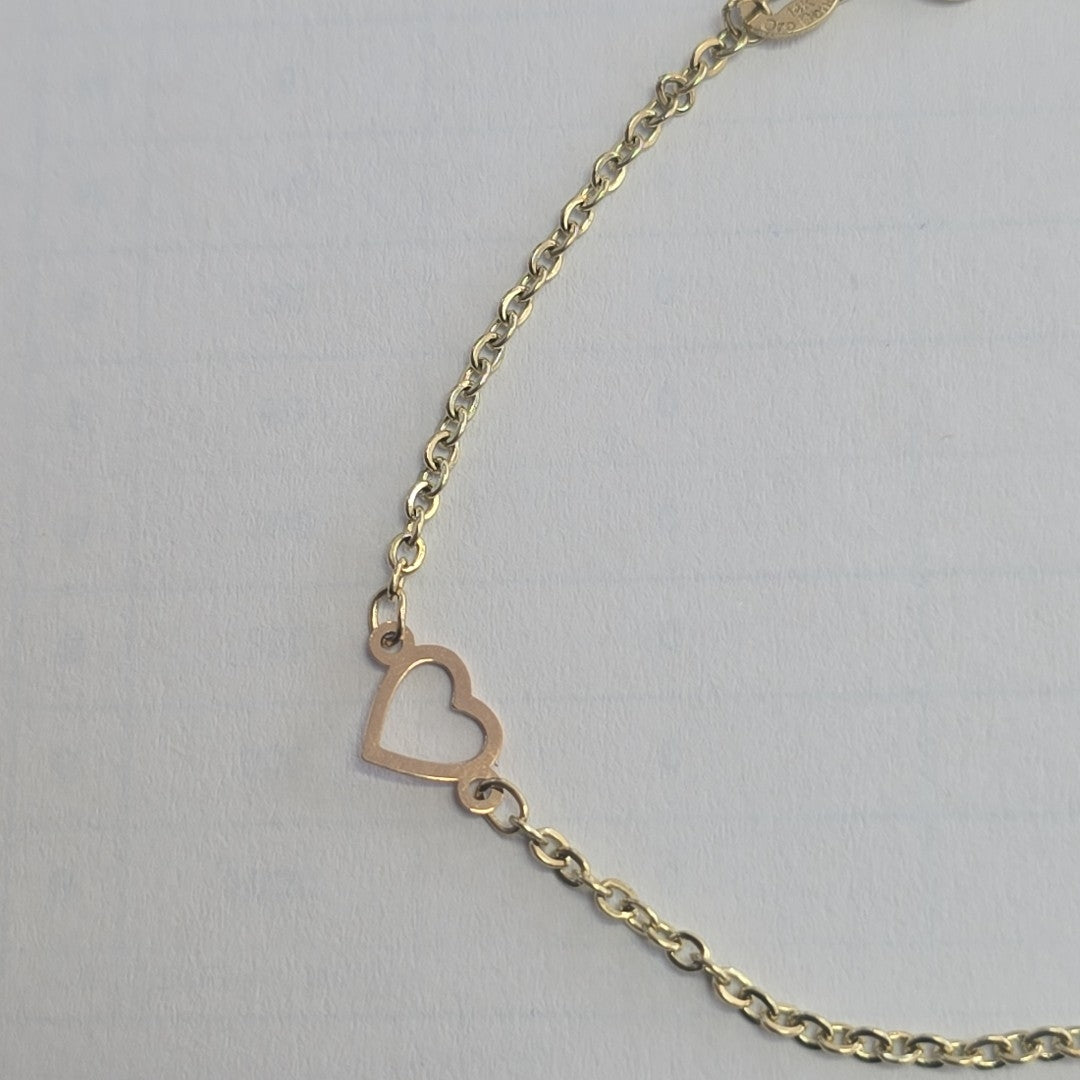 PULSERA ESPECIAL CON CORAZONES 14K 18 CM 1.3 GR (NUEVO)