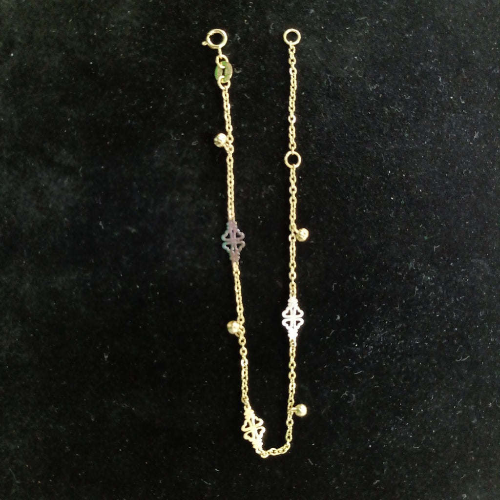 PULSERA ESPECIAL CON TREBOL 14K 18 CM 1.9 GR (NUEVO)