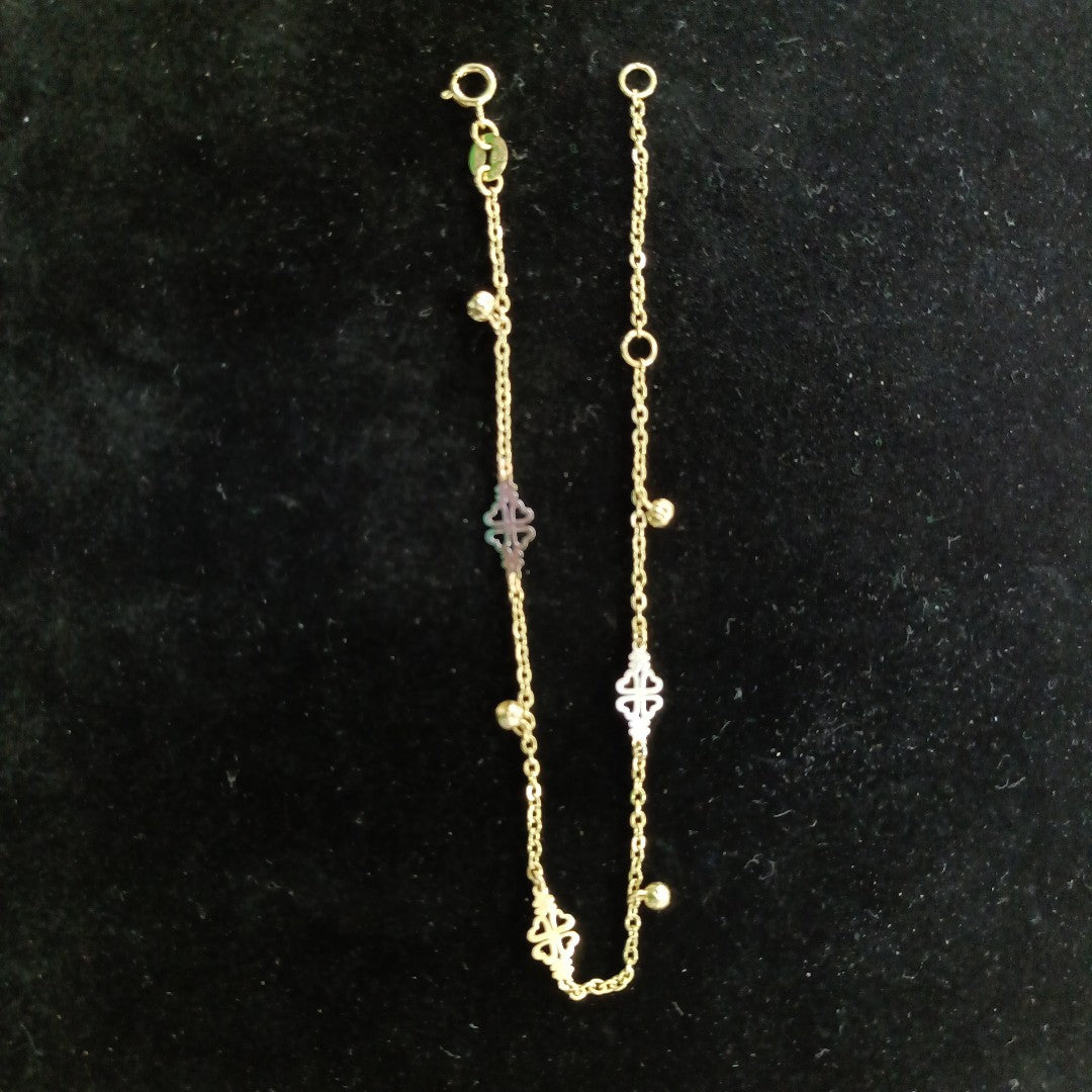 PULSERA ESPECIAL CON TREBOL 14K 18 CM 1.9 GR (NUEVO)