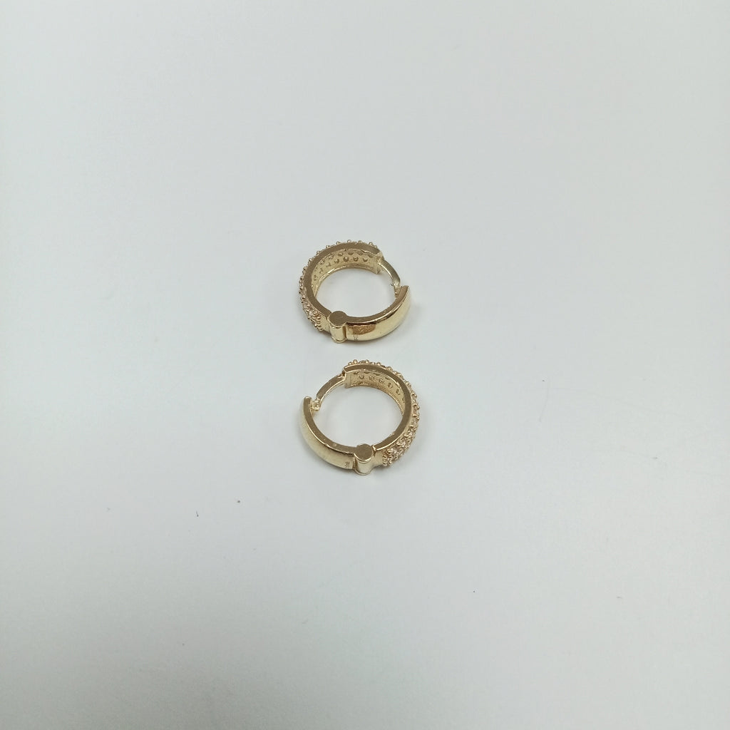 ARETES HUGGIE CON CIRCONIAS 14K 2.1 GR (NUEVO)