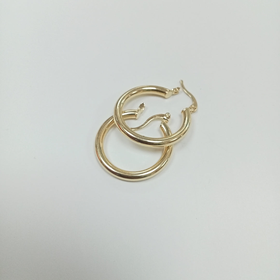 ARETES TEJIDO ARRACADAS LISAS HUECAS 14K 2.2 GR (NUEVO)