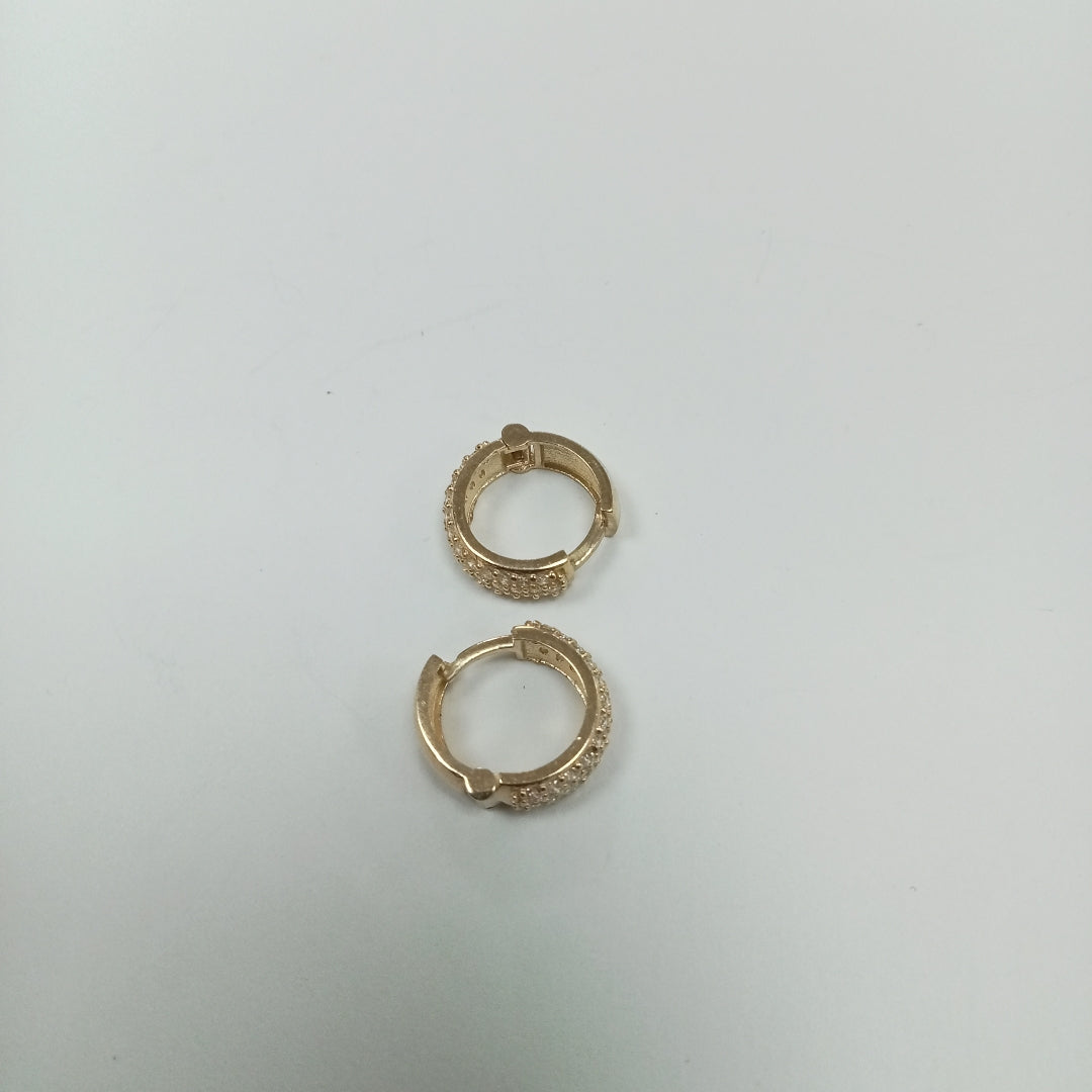 ARETES HUGGIE CON CIRCONIAS 14K 2 GR (NUEVO)