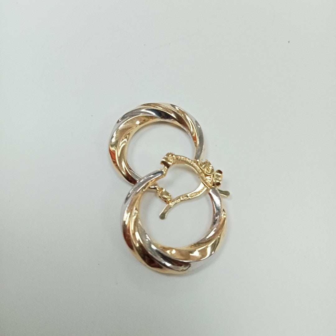 ARETES TEJIDO ARRACADA TRENZADA COMBINADA 14K 1.8 GR (NUEVO)