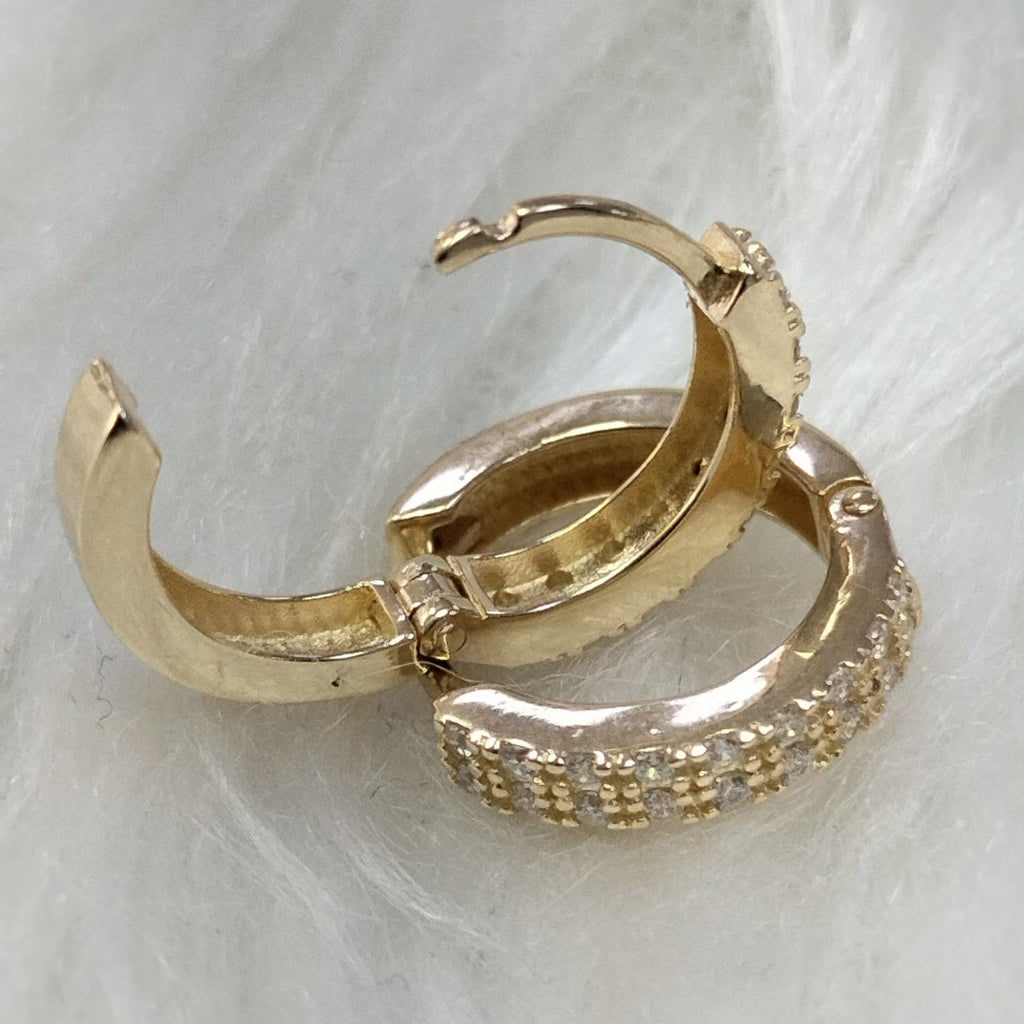 ARETES HUGGIES C CIRCONIAS 14K 1.8 GR (NUEVO)