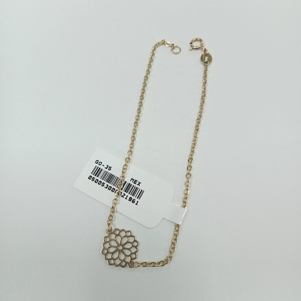 PULSERA TEJIDO ESPECIAL CON MANDALA 14K 18 CM 1.3 GR (NUEVO)