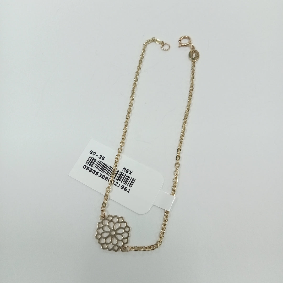 PULSERA TEJIDO ESPECIAL CON MANDALA 14K 18 CM 1.3 GR (NUEVO)