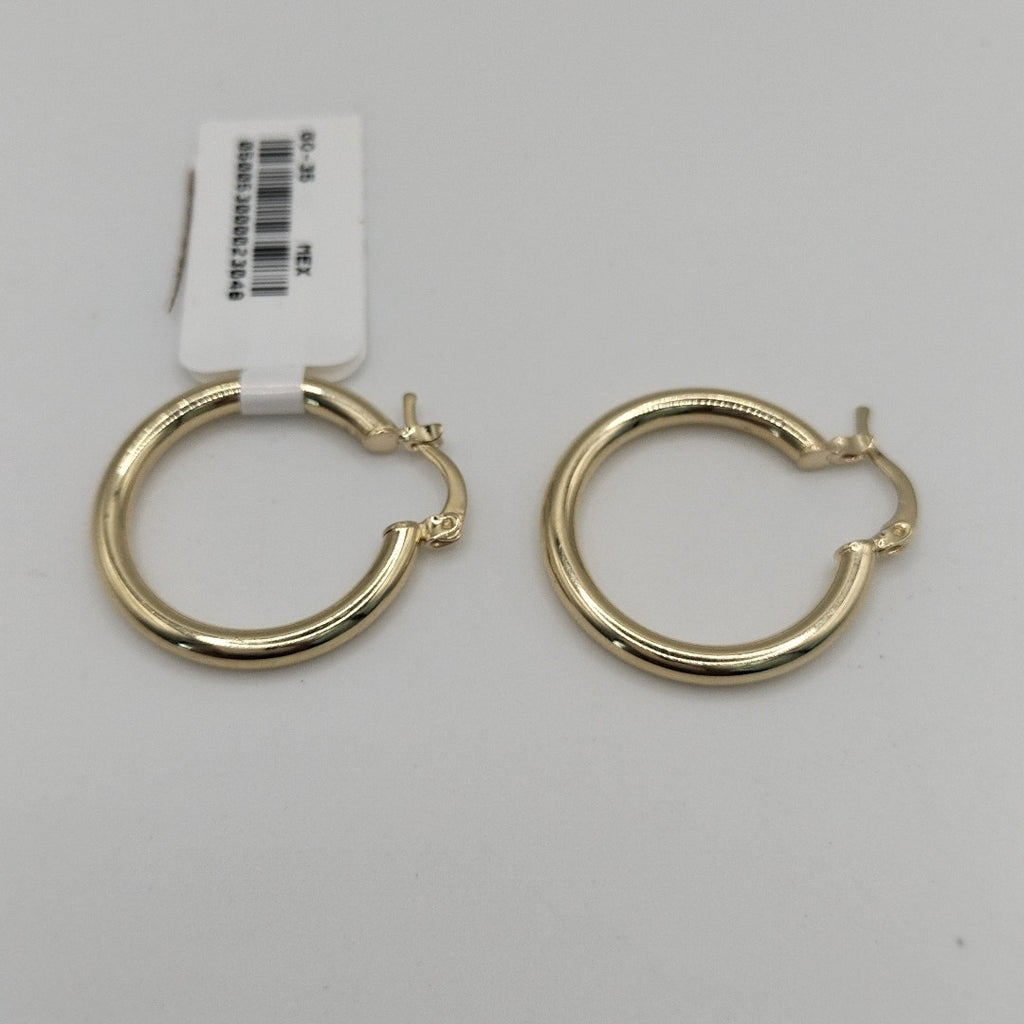 ARETES TEJIDO ARRACADAS LISAS HUECAS 14K 2.2 GR (NUEVO)