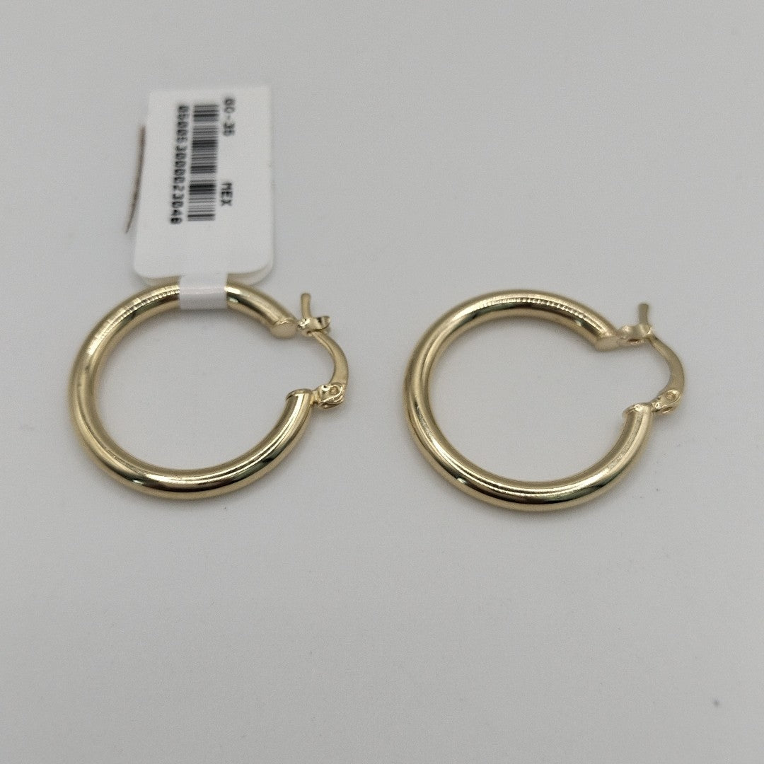 ARETES TEJIDO ARRACADAS LISAS HUECAS 14K 2.2 GR (NUEVO)