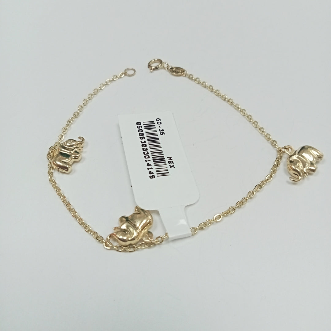 PULSERA ESPECIAL CON DIJES ELEFANTES 10K 18 CM 2.1 GR (NUEVO)