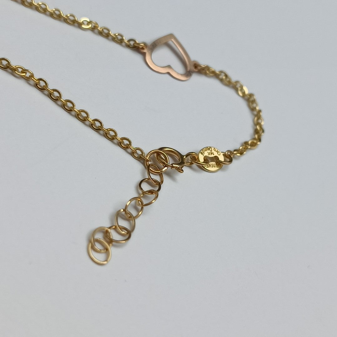 PULSERA ESPECIAL CON CORAZONES CONBINADOS 14K 18 CM 1.7 GR (NUEVO)