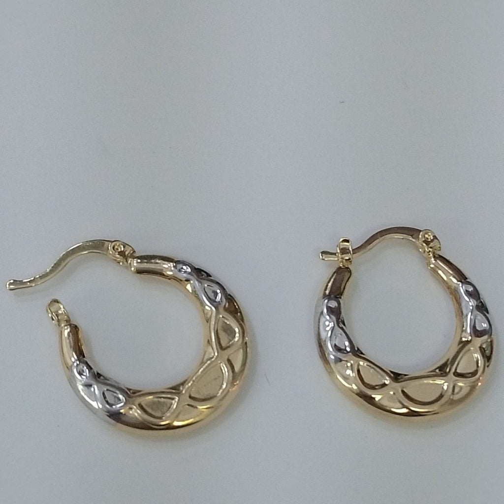 ARETES ARRACADAS COMBINADAS CON INFINITO 14K 2.2 GR (NUEVO)