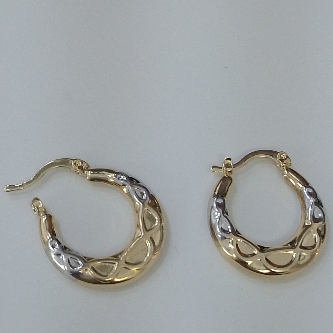 ARETES ARRACADAS COMBINADAS CON INFINITO 14K 2.2 GR (NUEVO)