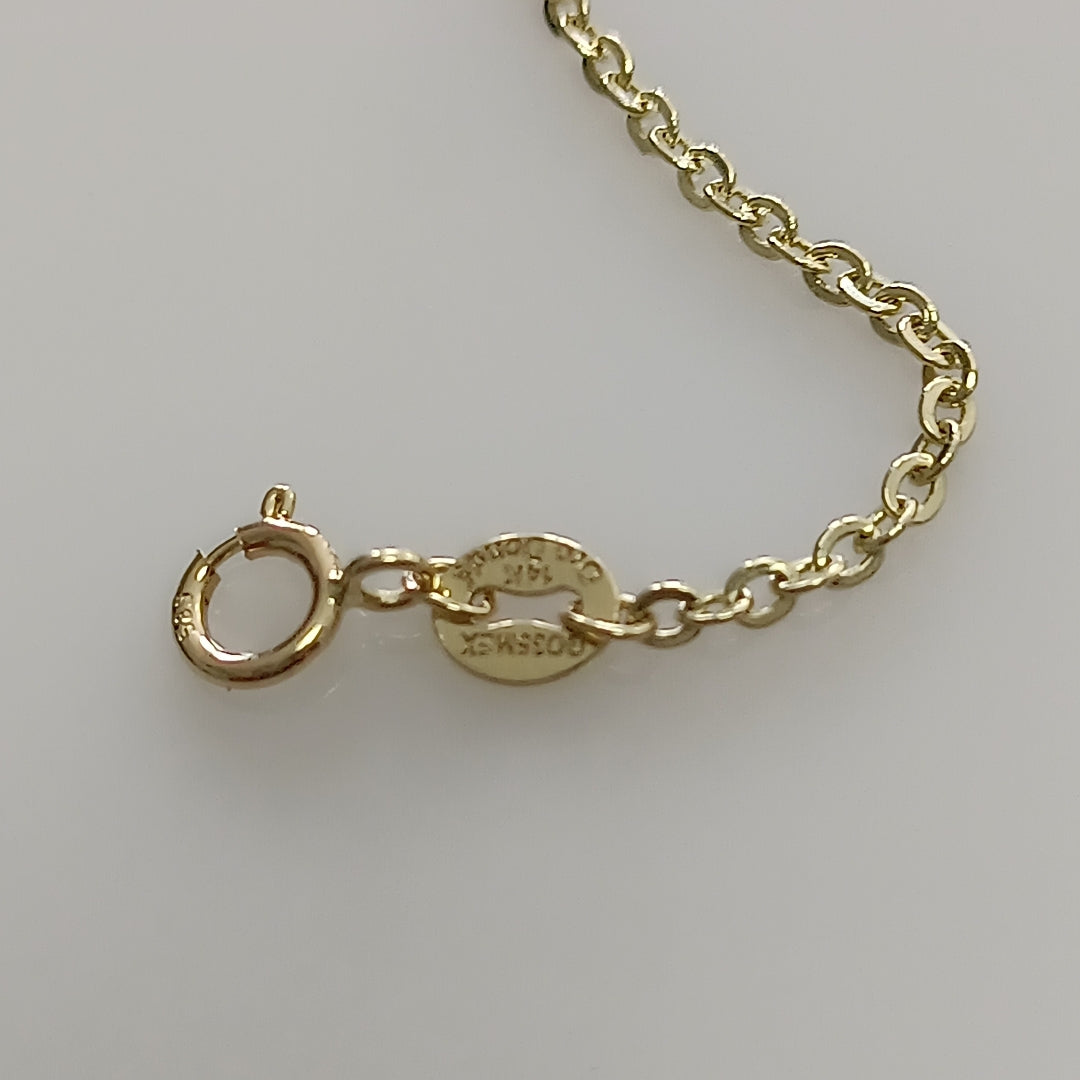 PULSERA TEJIDO ESPECIAL CON BOLITAS 14K 18 CM 1.8 GR (NUEVO)