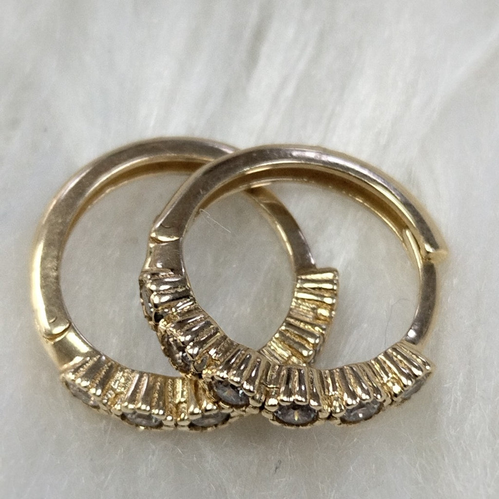 ARETES HUGGIES C CIRCONIAS 14K 2 GR (NUEVO)