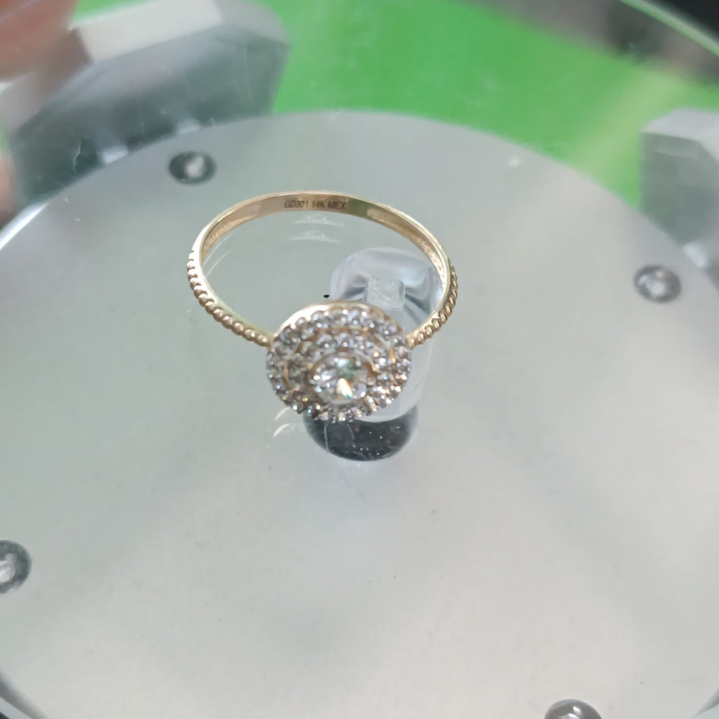 ANILLO ANILLITO C CIRCONIAS 14K 8.5 TALLA 1.9 GR (NUEVO)