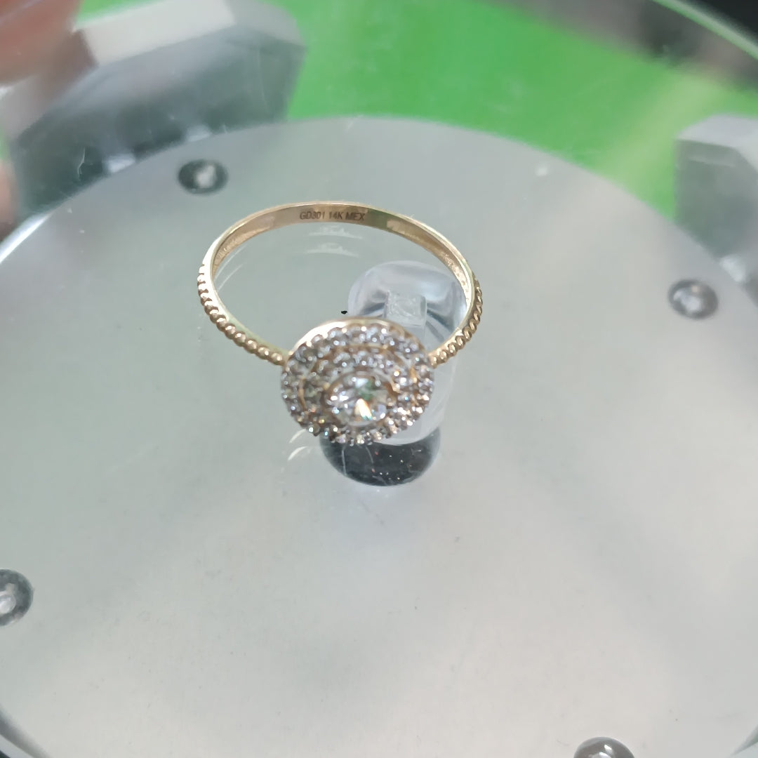 ANILLO ANILLITO C CIRCONIAS 14K 8.5 TALLA 1.9 GR (NUEVO)