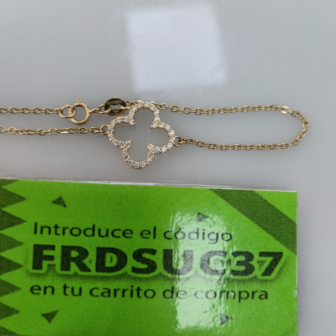 PULSERA TEJIDO ESPECIAL C CIRCONIAS 14K 18 CM 1.8 GR (NUEVO)