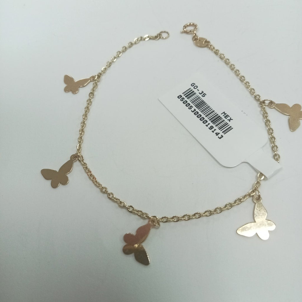 PULSERA ESPECIAL CON MARIPOSAS 14K 18 CM 2.1 GR (NUEVO)