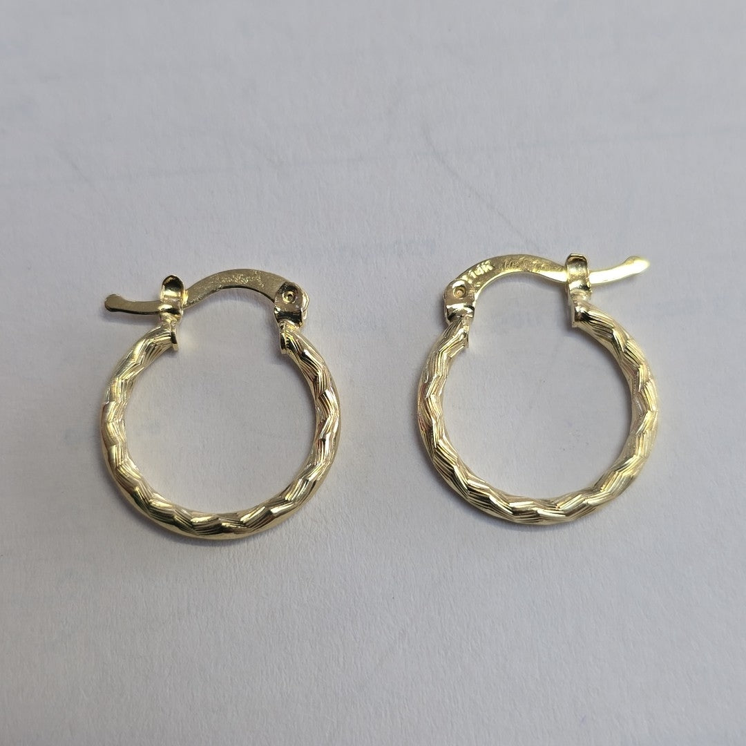 ARETES ARRACADAS TRENZADAS 14K 18 1.6 GR (NUEVO)