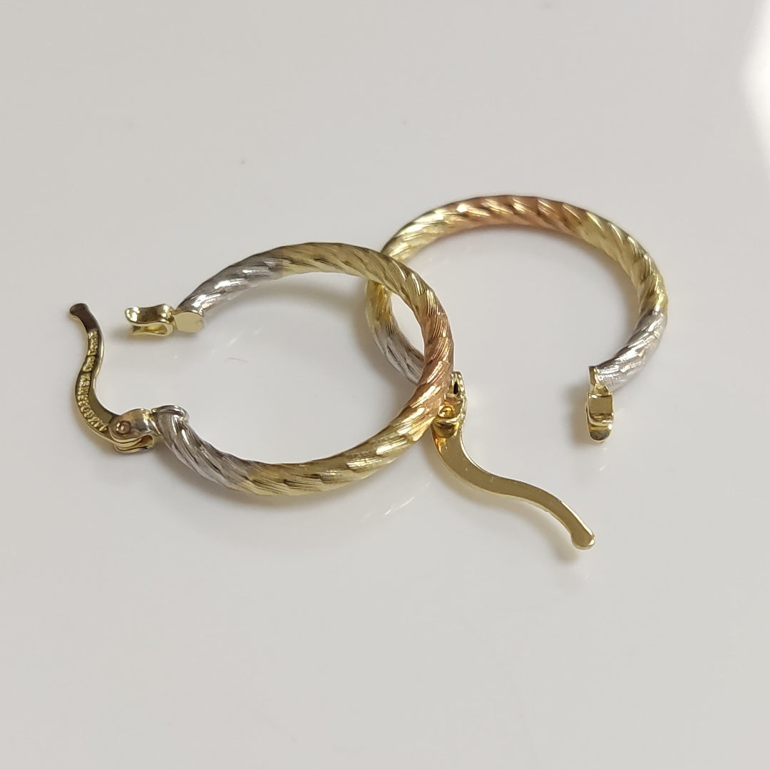 ARETES TEJIDO ARRACADAS TZL COMBINADAS 14K 1.8 GR (NUEVO)